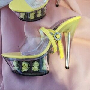 Women's Size 9 Yellow Rose Filled Heels Pleaser Style Halloween Cosplay Costume